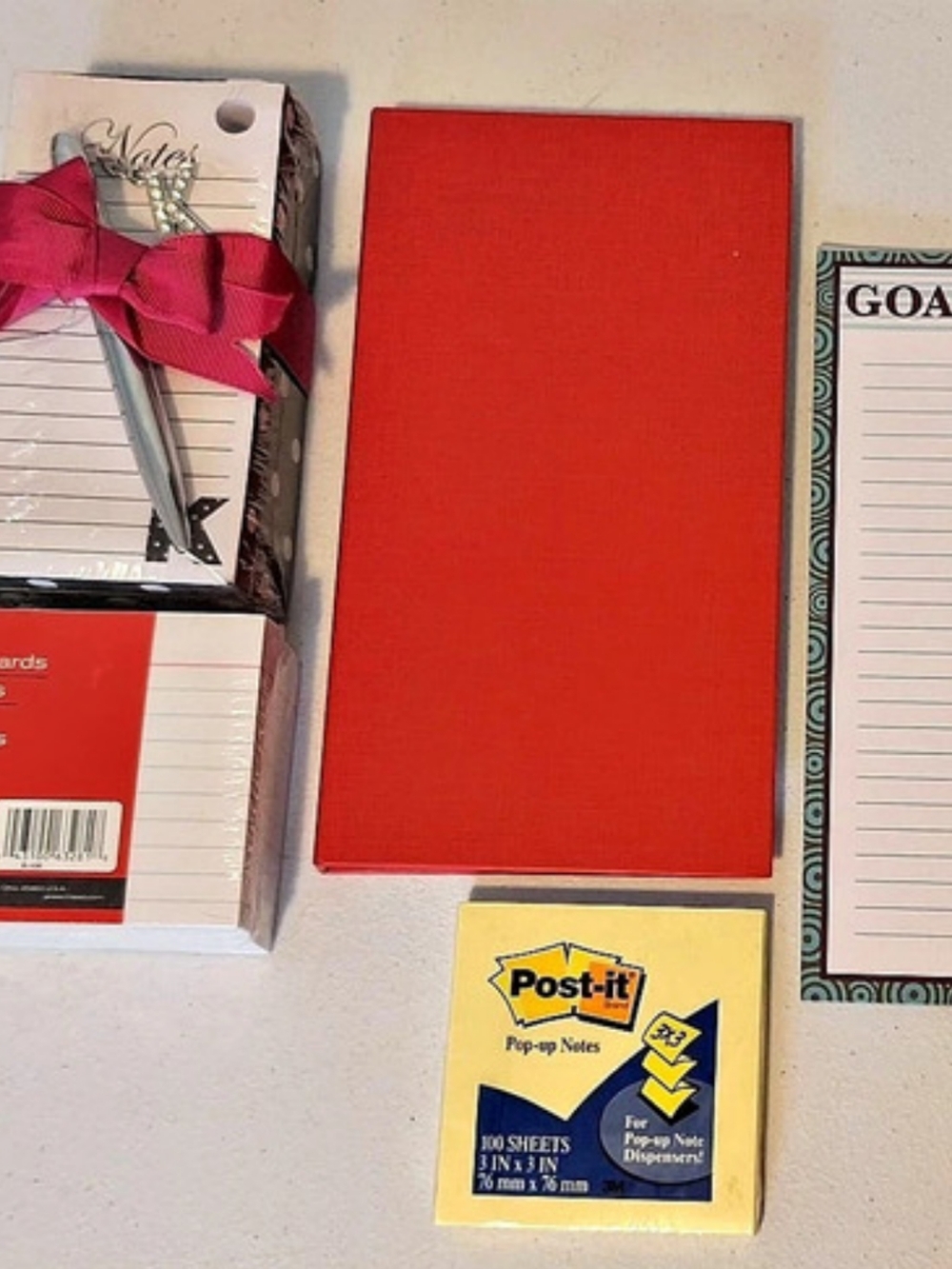 Red & White Stationery Bundle Planner Notepads Index Cards